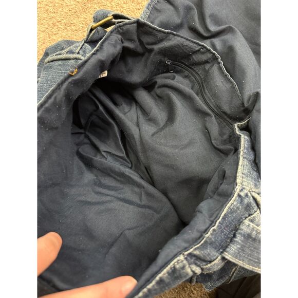 Vintage Y2K Denim Messenger Bag Embroidered Flowers Utility Pockets Boho - Picture 5 of 5